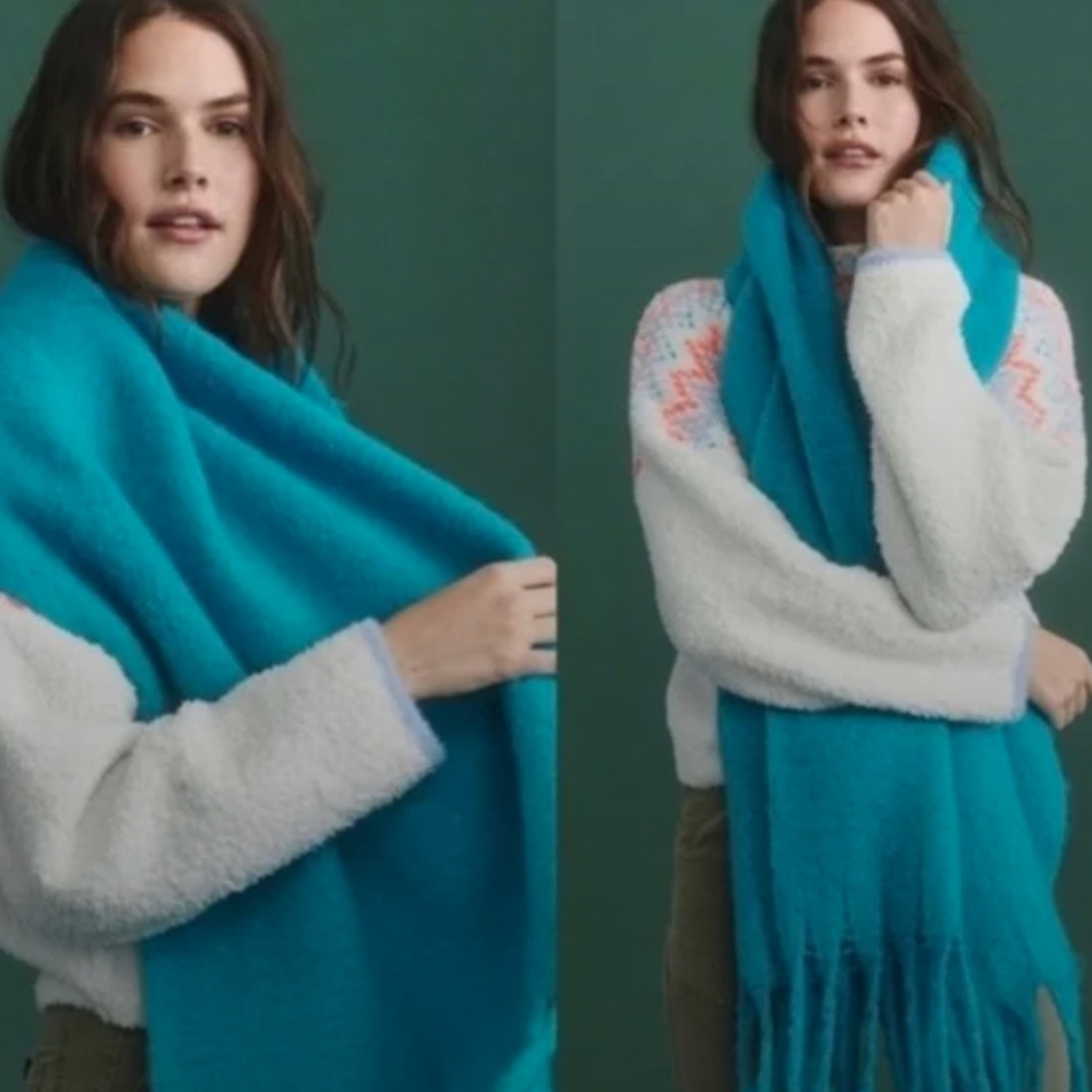 Anthropologie Bonnie Fringed Wrap Scarf